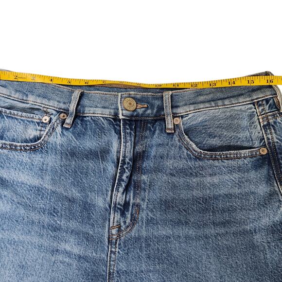 American Eagle Womens 90s Flare Jeans Size 10 High Rise Distressed Pockets Hem - Picture 11 of 14